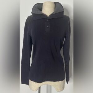 IKKS: Blue Pullover Sweater with Button Collar